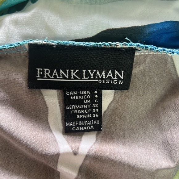 Vintage🧚‍♀️ Frank Lyman Design Blue Abstract Print Summer Dress Size 4 - Picture 9 of 12